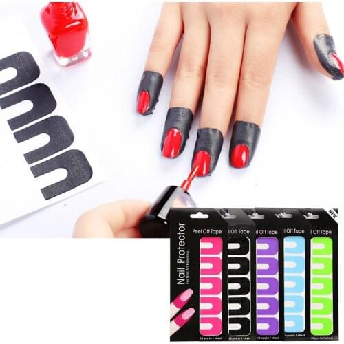 2019 New 20Pcs Nail Sticker Anti Overflow Sticks Manicure Tool Nail Art Protector Finger Cover U Shape Oil Spill Protected