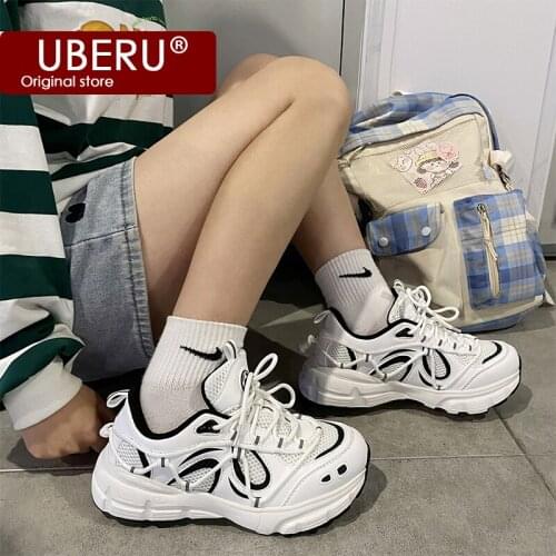 2021 new mesh breathable couple sports old shoes ladies fashion casual shoes white thick-soled mens and womens running shoes