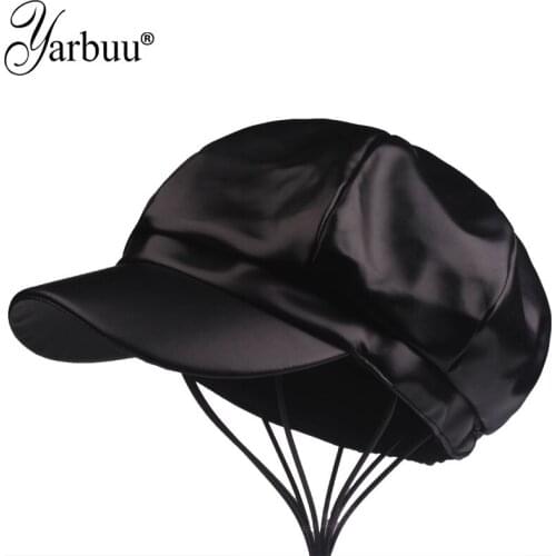 [YARBUU] new brand PU Leather octagonal cap female snapback cap fashion high quality Autumn hat Leisure hat accessories