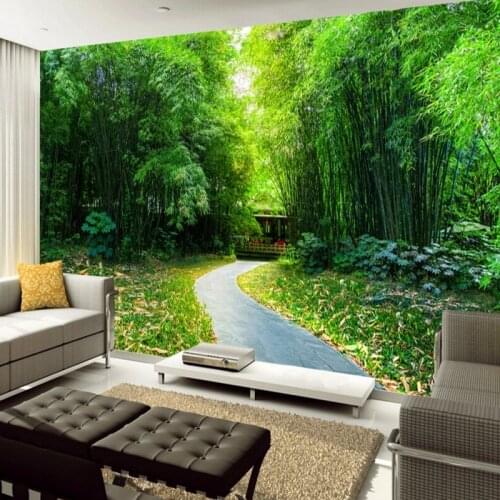 Beibehang wall paper TV background wallpaper hall room 3 d photo wallpaper for walls 3 d bamboo natural bamboo forest trail