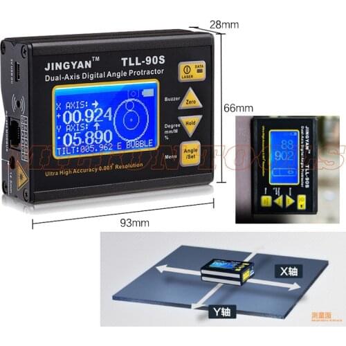TLL-90S Portable Mini LCD Display Digital Angle Protractor Angle Meter Professional Dual-axis Laser Level Inclinometer