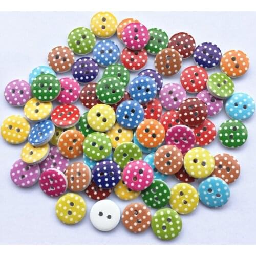 1000pcs 13mm Mixed Polka Dots Wood Buttons Painted Sewing Button 2 Holes Baby Fancy For Scrapbooking Crafts