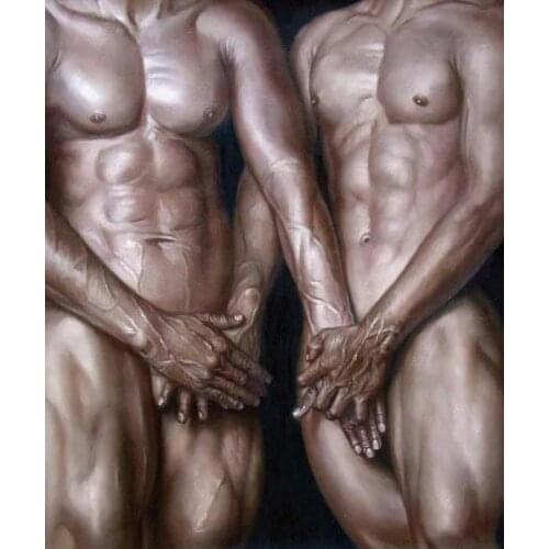 Hand painted Original Oil painting art gay male nude on Canvas 24"X36"