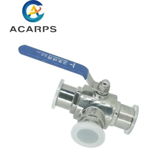 63mm 304 Stainless Steel Sanitary Ball Valve 3 Way Tri Clamp Ferrule Type For Food Homebrew Diary