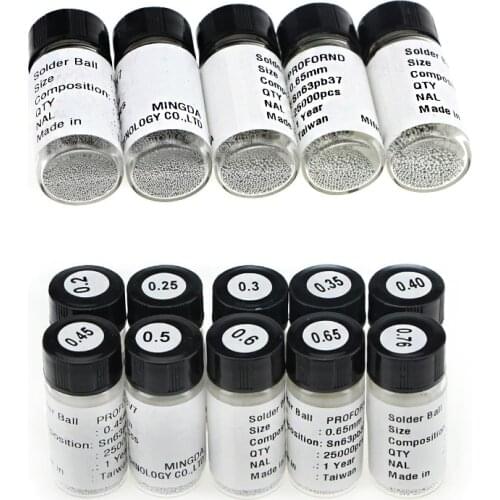 UANME 10PCS/Lot BGA Reballing Balls (0.2 0.25 0.3 0.35 0.4 0.45 0.5 0.6 0.65 0.76) BGA Solder Ball leaded For BGA Rework Repair