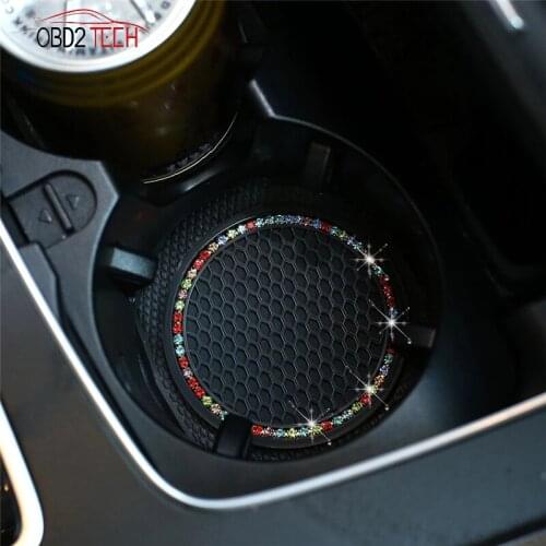 Rhinestone Car Water Cup Bottle Holder Anti-Slip Pad Slot Mat Silica Gel Mini Cooper For Alfa Romeo Car Interior Accessories