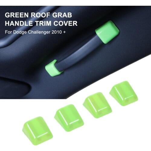 DIY Car Interior Decoration Green Roof Handle Decoration Cover For Dodge Challenger 2010+ Car Accessories