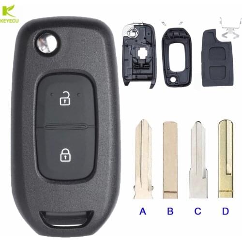 KEYECU Replacement Flip Remote Key 2 Button Case Shell Fob With Uncut Blade for Renault / Dacia Logan 2 Logan II 2018 2019 2020