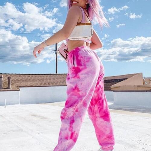 Women Elastic High Waist Rainbow Tie-dye Slim Casual Pants Street Style Trousers Pants Street Style Trousers Pants Trousers 2021