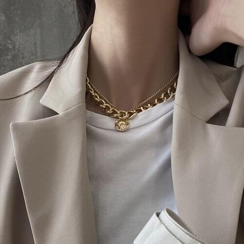 Retro Exaggerated Thick Chain Necklace Women Fall/winter Hip Hop Sweater Neck Chain Clavicle Chain