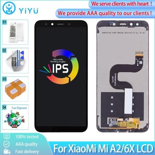 5.99" For XiaoMi Mi A2 MIA2 LCD Touch Screen With Frame Assembly Replacement AAA Quality For XiaoMi MI 6X MI6X Screen Display
