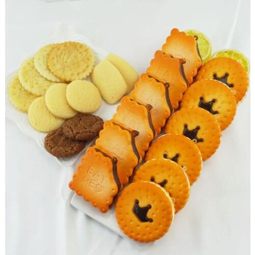 1pc Artificial Cream Cookie Artificial Lifelike Fake Small Cookie Model Food Cake Kitchen Photography Props DIY Craft Decoration