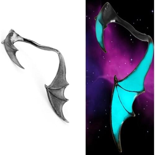 1PC Luminous Ear Drop Bat Earring A Night With Goethe Bat Wing Earwrap Jewellery Ear Pins Studs Girls Ear Cuff Glow in the Dark