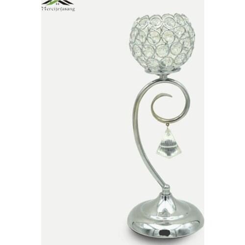 10Pcs/Lot Metal Silver/Gold Candle Holders With Crystals 36CM/14.5'' Stand Pillar For Wedding Decoration Candelabra Romantic