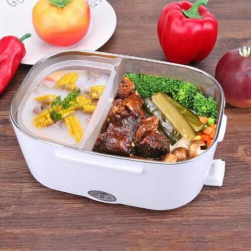 2 in 1 110V 220V 12V 24V Stainless Steel Electric Heating Lunch Box Car Office School Food Warmer Container Heater Bento Box Set