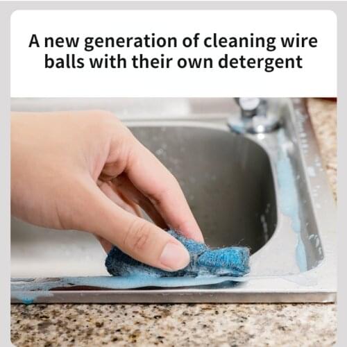 3/10Pcs Disposable Steel Wire Balls with Soap Powder Kitchen Dishwashing Brush Sponge Hood Grease Remover Cleaning Tool