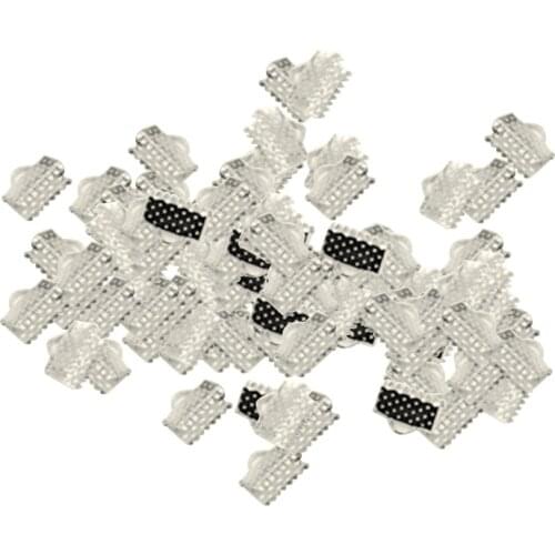 50 Pieces Metal Fold Over Clip Tips Crimp End Jewelry Finding