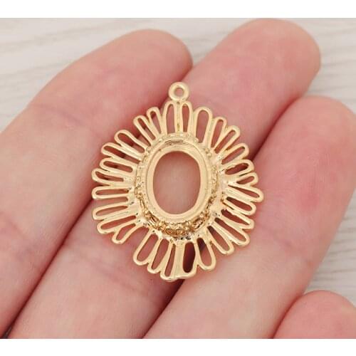 10pcs/lot Genuine Gold Plating Open Hollow Flower Earrings Charms Pendants For DIY Earring Jewelry Making Accessories 33x27mm