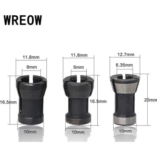 Collet Chuck Adapter HSS Head Converter for 6mm/6.35mm/8mm Trimming Machine Electric Woodwork Router Clamp Holder Hand Tool Ac