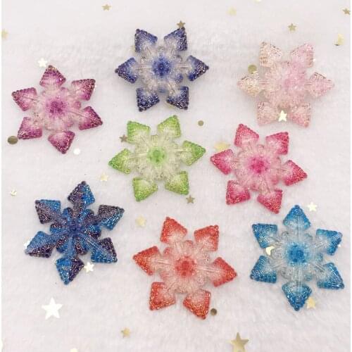 Shiny 42mm Colorful Snowflower Flatback Rhinestone Appliques 8pcs DIY Wedding Decoration Home Craft Christmas Gift OW81