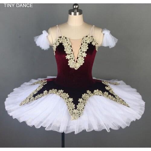 Burgundy Professional Ballet Tutu for Girls & Women Stage Show Performance Costume Solo Dance Pancake Tutus Ballet Dress BLL062