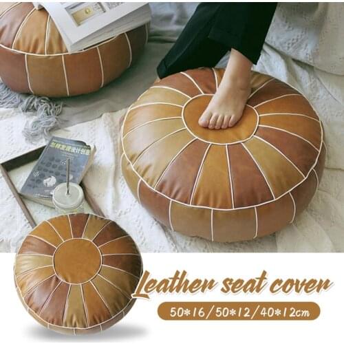Moroccan PU Leather Seat Futon Cushions Ground Lazy People Chair Covers Nordic Tatami Home Stitching Thick Round Footstool Mats