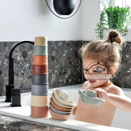 Baby Toys 13 24 Months Montessori Stacking Cups Toy Toddler Boy Bath Bathing Water Game Bathtub Toy For Children 1 Year Old Gift