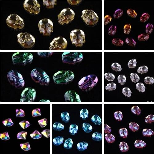 DIY Rhinestones Decoration for Clothing AB Color Strass Rhinestone Clothes Crystals Glue on Skull Rhinestones Applique Z