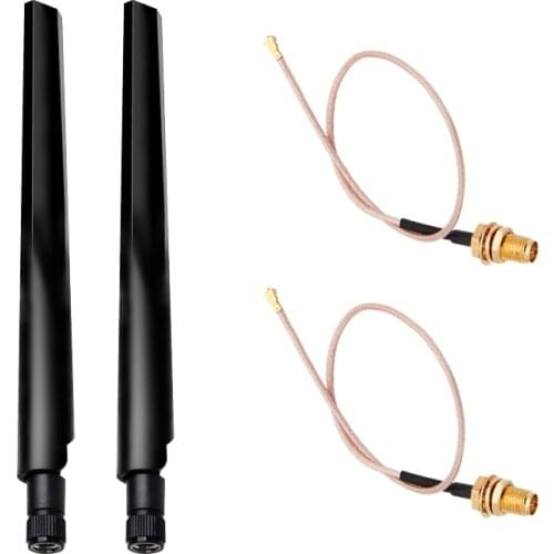 Dual band 2.4/5Ghz 5dbi Wireless Antenna RP-SMA + IPX U.FL Pigtail Cable for Mini PCI-E Wifi Card 3G/4G Modules