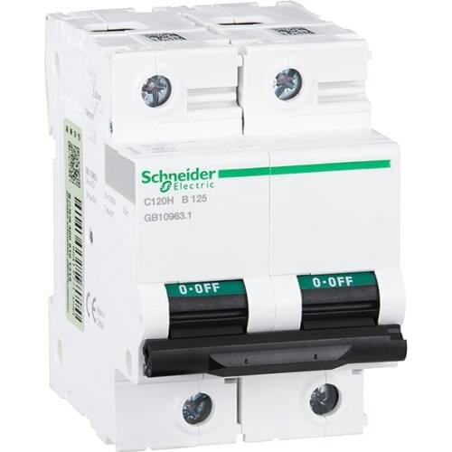 C120H Switch Thermal Magnetic Distribution Protection Miniature Circuit Breaker-2P D Curve 63A 400V 50/60Hz 10kA A9N19805