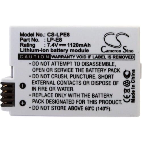 CameronSino for CANON EF-S EOS 550D 600D 650D 700D Kiss X4 X5 X6i Rebel T2i T3i T4i T5i LP-E8 battery