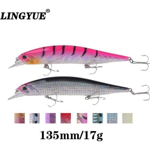 LINGYUE 1PCS Fishing Lure Floating Minnow 13.5cm/17g Hard Bait Isca Artificial Jerbait Tight Wobbler Plastic Crankbait Pesca 206