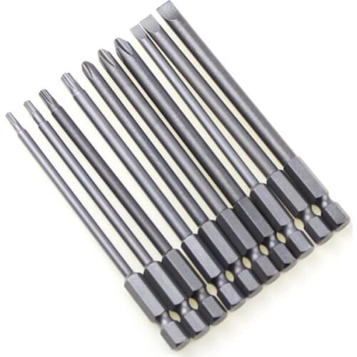 10Pcs 100mm Magnetic S2 Steel Screwdriver Bits Hex Slotted Phillips Torx Head Electric Power Dill Hand Tool
