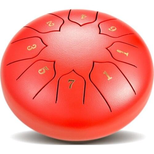 Mini 6-Inch 8-Tone Ethereal Drum Percussion Instrument With a Clean and Ethereal Buddha Soundtrack With a Pair of Drumsticks