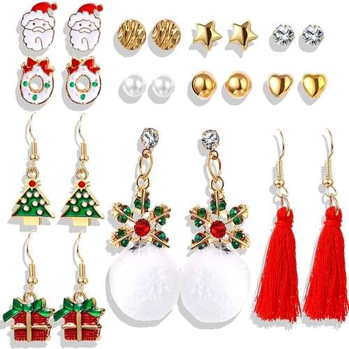 VKME Christma Earrings Set Christmas Gifts For Women Cute Bells Tree Elk Earring Halloween Jewelry