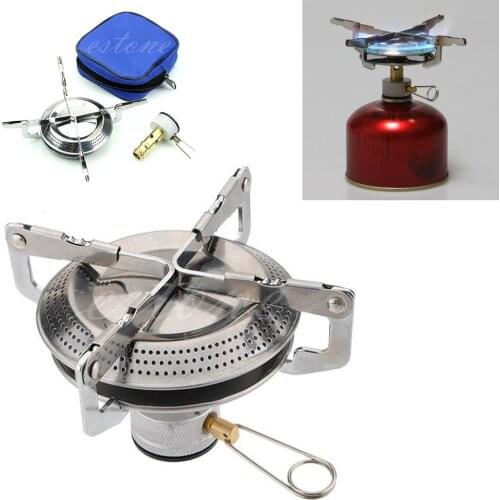 Outdoor Stainless Steel Gas Stove Burner Picnic Camp Backpacking Case Hiking BBQ