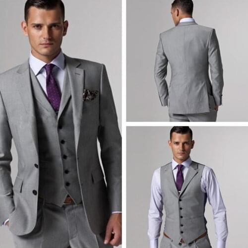 New Arrival Two Button Notch Lapel Groom Tuxedos Men Business Suits Prom Man Blazer Waistcoat ( Jacket+Pants+Vest+Tie) A04