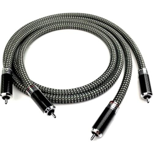 HiFi Audio Line Double Foil Braid Shielded RCA Cable Silver Plated OCC Core Carbon Fiber Plug