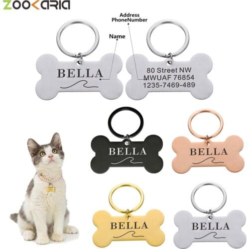 Personalized Anti-lost Dog Tag Laser Engraving Bone Badge Name Phone Address Custom Cat Dogs Owner Information Puppy Accessories