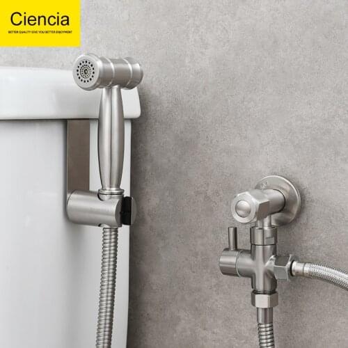 SUS304 Stainless Steel Bidet Sprayer Dual Function Diaper Sprayer Shattaf Handheld Bidet Sprayer Set Vintage Toilet Sprayer Kit