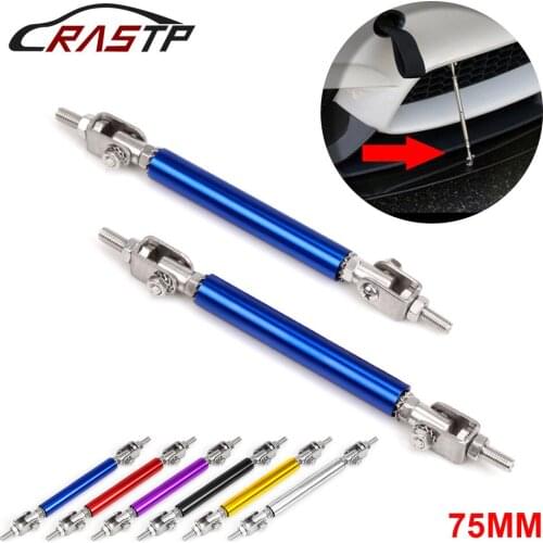 RASTP-Adjustable 75mm Front Rear Splitter Frame Bumper Lip Protector Universal Auto Rod Splitter Strut Tie Bar RS-BTD009