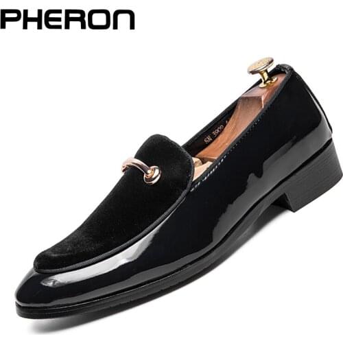 Luxury Italian Style Dress Shoes Men Oxford Shoes Shadow Patent Leather Luxury Fashion Groom Wedding Shoes Party Flats Big Size