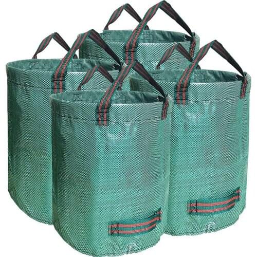 4 Pack Garden Waste Bags, Reusable Yard Bags Heavy Duty Waterproof Gardening Leaf Bag with 4 Handles, Yard