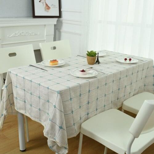 Fresh and simple lattice tablecloth rectangular cotton linen home hotel table cloth