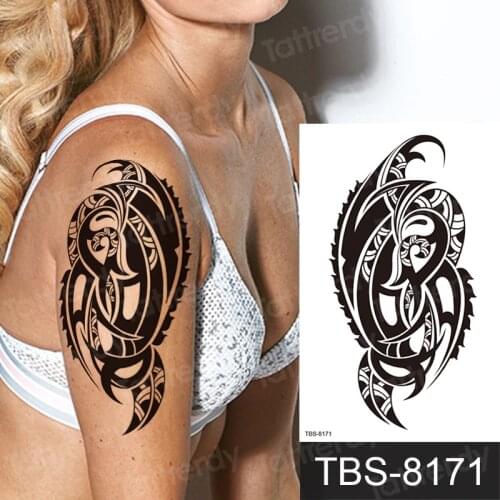 Tattoo sticker black men women sleeve arm tattoo machine tribal dragon skull mens shoulder tattoos waterproof henna sticker body