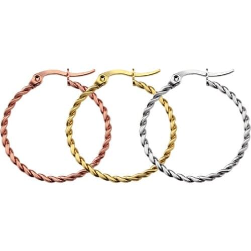 Todorova Twisted Big Hoop Earring Gold Round Ear Ring For Women Stainless Steel Statement Circle Earring Fashion Jewelry Brincos