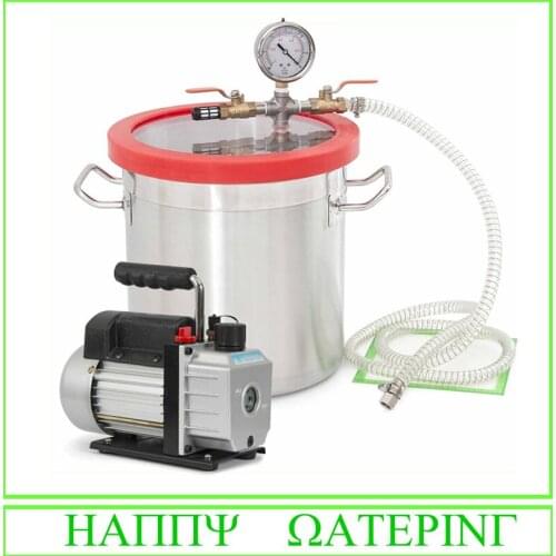 3 Gallon 25cm*25cm Stainless Steel Vacuum Degassing Chamber Kit + Single Stage 4.5CFM 1/3HP Vacuum Pump Air