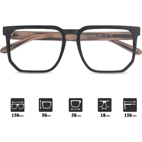 Vazrobe Oversized Eyeglasses Frames Male Wooden glasses men spring hinge big large wide face square spectacles for prescription