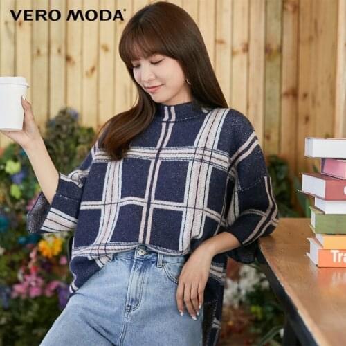 Vero Moda Women Mohair Wool Check Loose Knit Top | 320413045