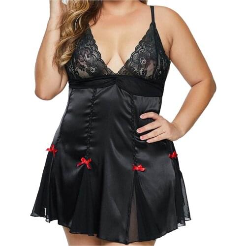 Women Silk Sling Lingerie Dress Fashion Sexy Plus Size 5XL Lace Silks Underwear Suspender Skirt Nightdress pyjama femme ete g4